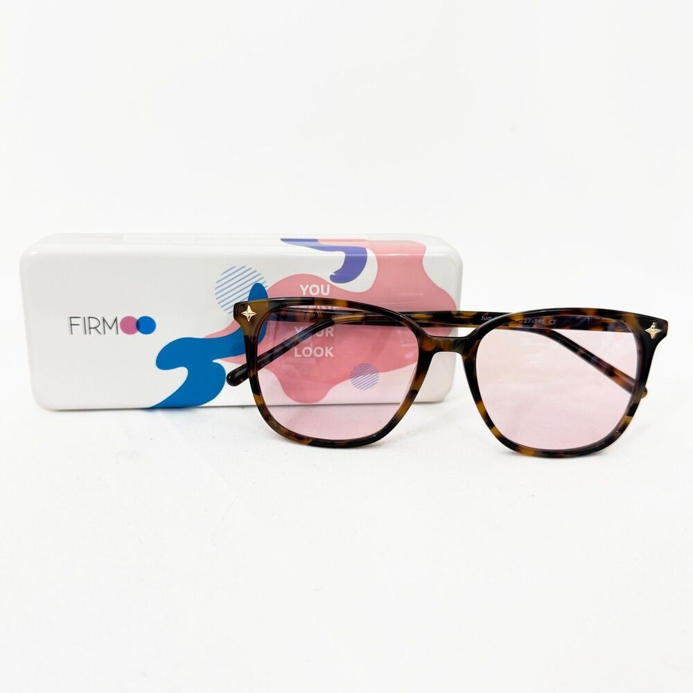 FIRMOO Judy162 Tortoise Brown Oversized M Glasses Pink Light Fashion Tint Non-RX